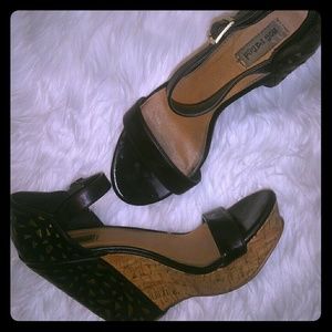 Black cut out wedge sandle